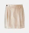Brunello Cucinelli Cotton-blend Velvet Miniskirt In Beige