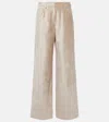 Brunello Cucinelli Cotton-blend Wide-leg Pants In Beige