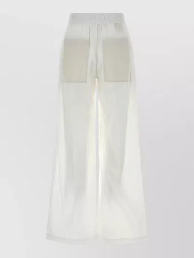 Brunello Cucinelli Cotton Blend Wide Leg Trousers Back Pockets In White