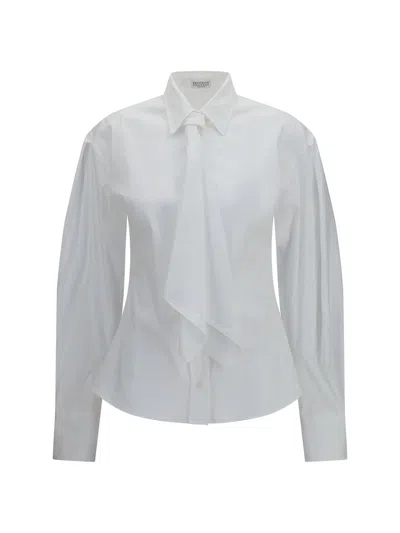 Brunello Cucinelli Cotton-blend Dress Shirt With Tie Shirt In White