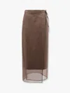 Brunello Cucinelli Cotton Blend Wrap-around Skirt In Brown