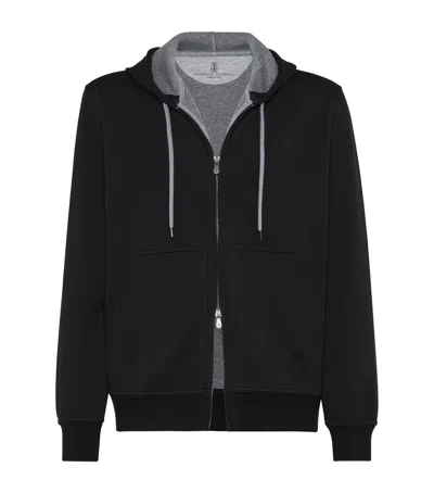 BRUNELLO CUCINELLI COTTON-BLEND ZIP-UP HOODIE