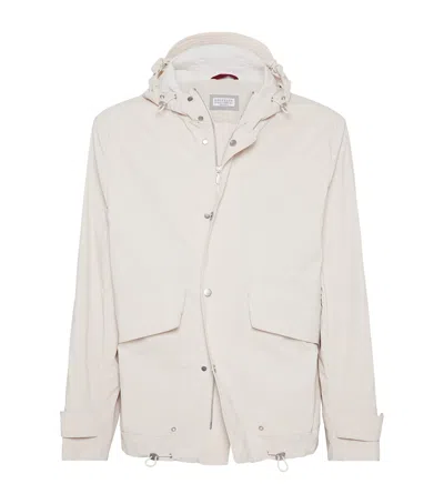 Brunello Cucinelli Cotton Bonded Parka In Sand