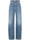 Brunello Cucinelli Wide-leg Blue Jeans With Whiskering Effect And Classic Five-pocket Design In Blue