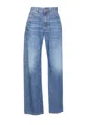 Brunello Cucinelli Wide-leg Blue Jeans With Whiskering Effect And Classic Five-pocket Design In Blue