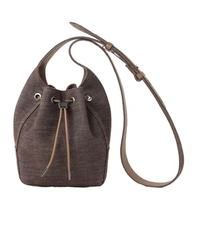 Brunello Cucinelli Cotton Bucket Bag In Blue