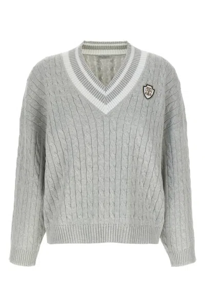 Brunello Cucinelli Women Cotton Cable Knit Sweater In Gray