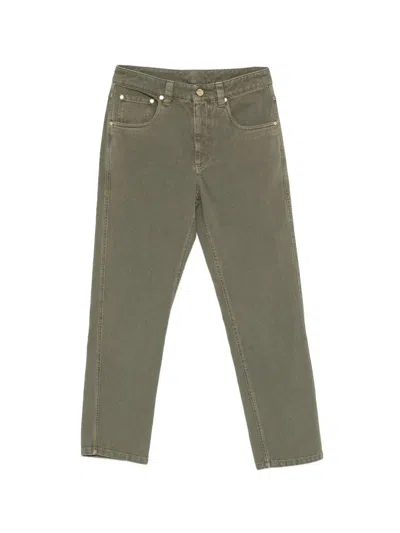 Brunello Cucinelli Cotton Calf Leather Pants In Green