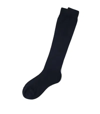 Brunello Cucinelli Cotton Calf-length Socks In Navy Blue