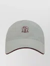 BRUNELLO CUCINELLI COTTON CAP WITH CURVED BRIM AND METAL BUCKLE