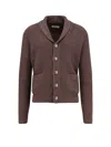 Brunello Cucinelli English Ribbed Knit Cardigan In Brown