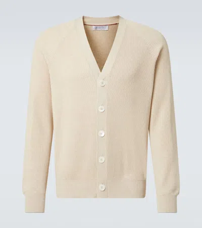 Brunello Cucinelli Cotton Cardigan In Beige