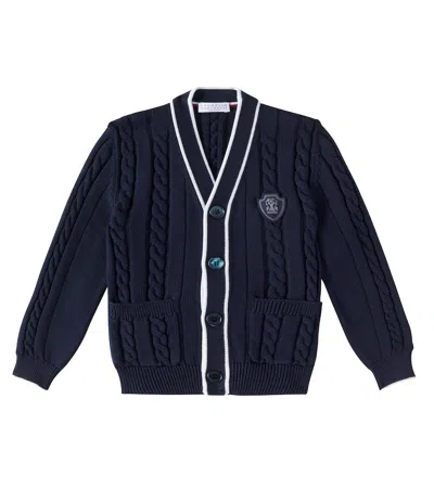 Brunello Cucinelli Kids' Cotton Cardigan In Blue