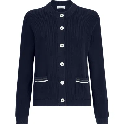 Brunello Cucinelli Cotton Cardigan In Blue