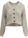 Brunello Cucinelli Cardigan In Perforated Women's Knit In Neutrals