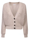 Brunello Cucinelli Diamond Beige Cardigan In Pink