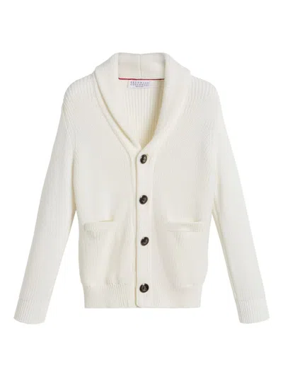 Brunello Cucinelli Kids' Cotton Cardigan In White