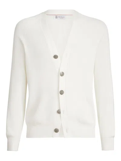 Brunello Cucinelli Cotton Cardigan In White