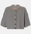 Brunello Cucinelli Dazzling Striped Short Sleeve Cropped Cardigan In White