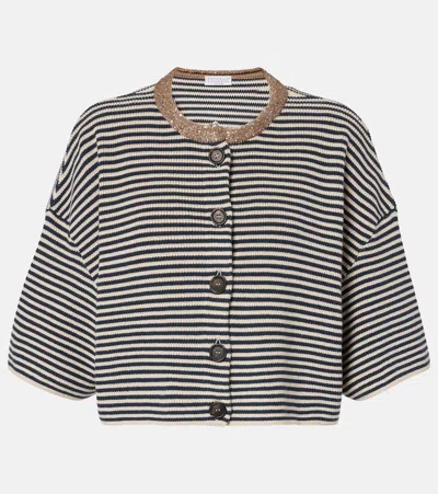 BRUNELLO CUCINELLI MONILI STRIPED COTTON TOP