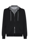 Brunello Cucinelli Hooded Crewneck Sweater Front Pockets In Black