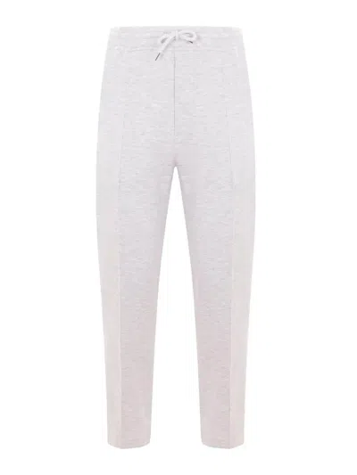 Brunello Cucinelli Cotton Cashmere And Silk Pants In Gray