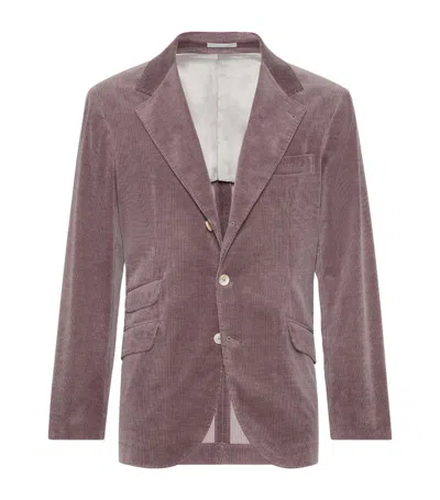 Brunello Cucinelli Cotton-cashmere Corduroy Blazer In Light Purple