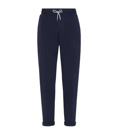BRUNELLO CUCINELLI COTTON-CASHMERE-SILK-BLEND CRÊTE SWEATPANTS