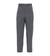 Brunello Cucinelli Striped Cotton Trousers With Rear And Side Pockets In Grey