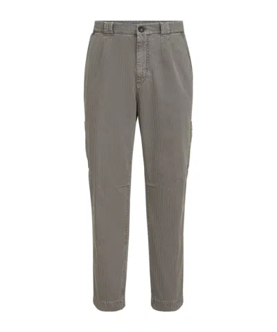 Brunello Cucinelli Cotton Chevron Trousers With Zipped Pocket In Multi