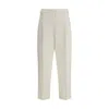 Brunello Cucinelli Pleated Canvas Twill Tailored Pants In White