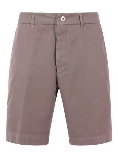 Brunello Cucinelli Garment-dyed Button-fastening Cotton Shorts In Gray