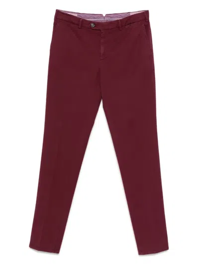 Brunello Cucinelli Cotton Chino Trousers In Burgundy