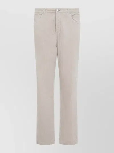 Brunello Cucinelli Cotton Corduroy Chino Straight Leg Pants In Neutral