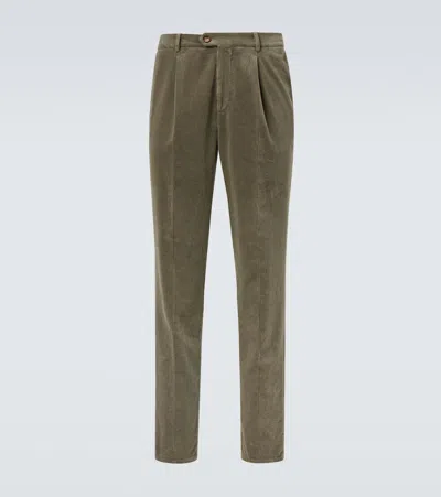 Brunello Cucinelli Corduroy Cotton Chinos In Green