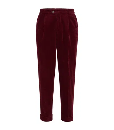 Brunello Cucinelli Cotton Corduroy Leisure Fit Trousers In Red