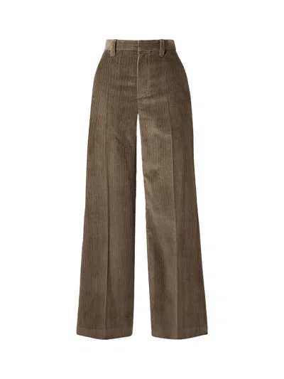 BRUNELLO CUCINELLI BRUNELLO CUCINELLI COTTON CORDUROY LOOSE TROUSERS BROWN