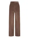 Brunello Cucinelli Cotton Corduroy Loose Trousers With Jewels Clothing In Brown