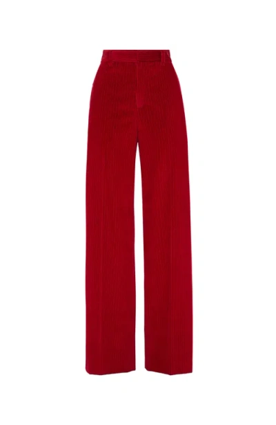Brunello Cucinelli Cotton Corduroy Loose Trousers With Monili In Red