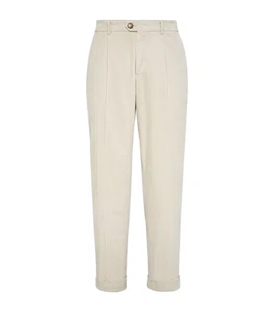 BRUNELLO CUCINELLI COTTON CORDUROY PLEATED TROUSERS