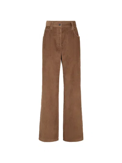Brunello Cucinelli Cotton Corduroy Straight Five-pocket Trousers With Monili In Brown