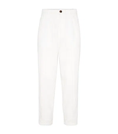 Brunello Cucinelli Cotton Corduroy Tailored Trousers In Snow