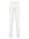 Brunello Cucinelli Leisure Fit Trousers In Garment Dyed Cotton Corduroy With Darts In White