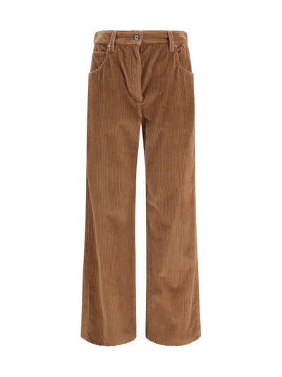 Brunello Cucinelli Cotton Corduroy Trousers In Brown