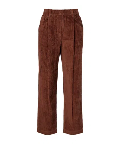Brunello Cucinelli Cotton Corduroy Wide-leg Pants In Brown