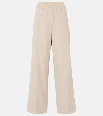 Brunello Cucinelli Cotton Corduroy Wide-leg Pants In Brown