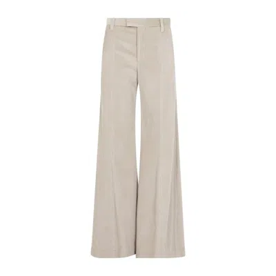 Brunello Cucinelli Cotton Corduroy Wide-flare Trousers With Monili In Neutral