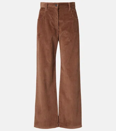 Brunello Cucinelli Cotton Corduroy Wide-leg Pants In Brown