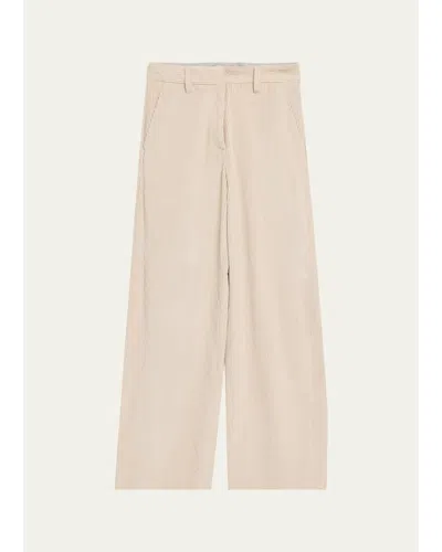 Brunello Cucinelli Cotton Corduroy Wide-leg Trousers In Brown