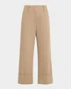 Brunello Cucinelli Cotton Couture Gabardine Straight-leg Crop Cuffed Pants